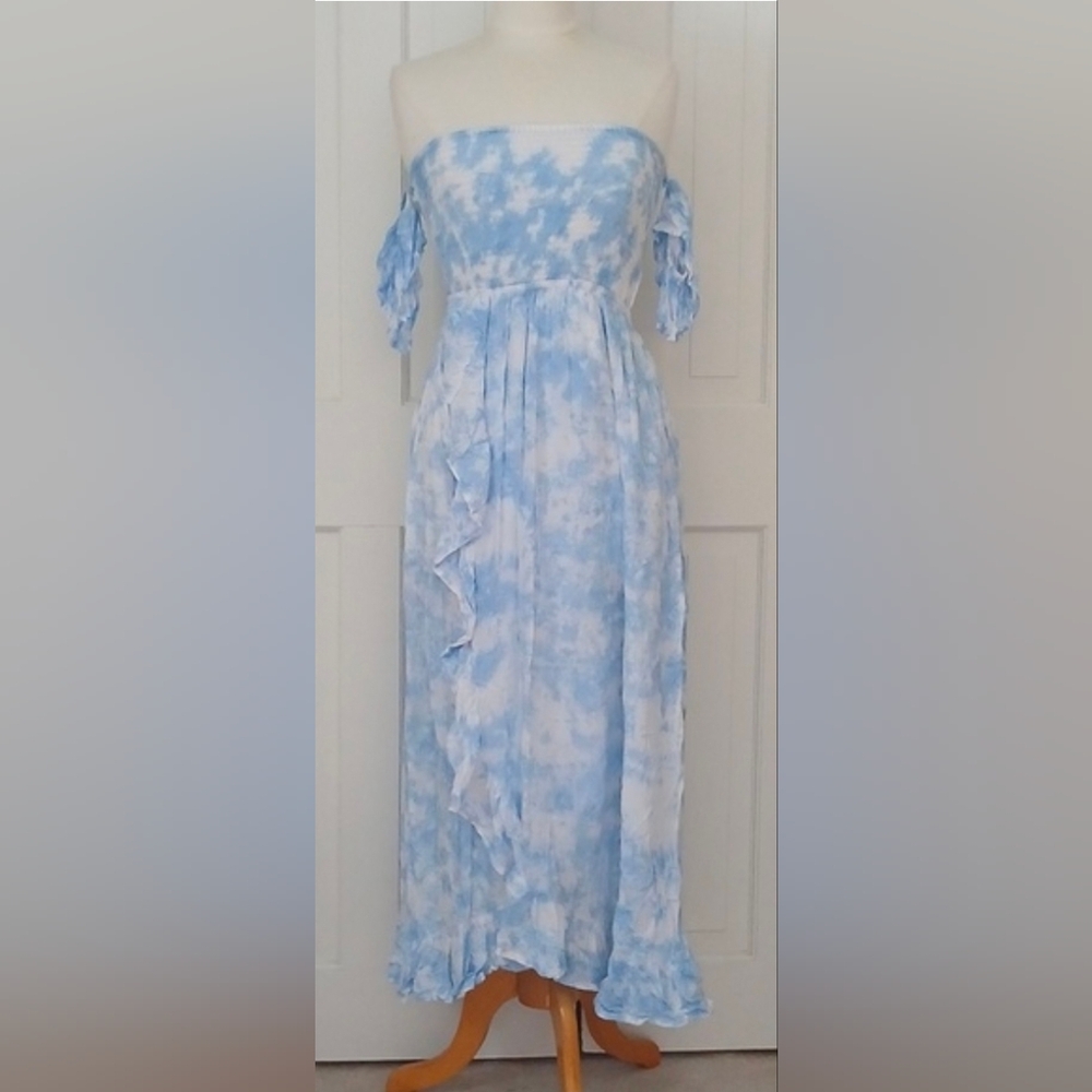 Tiare Hawaii Lover Maxi Dress Blue White Tie Dye